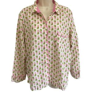 VICTORIAS SECRET Pineapple Print Button Front Pajama Top